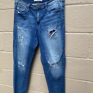 Distressed Blue Jeans